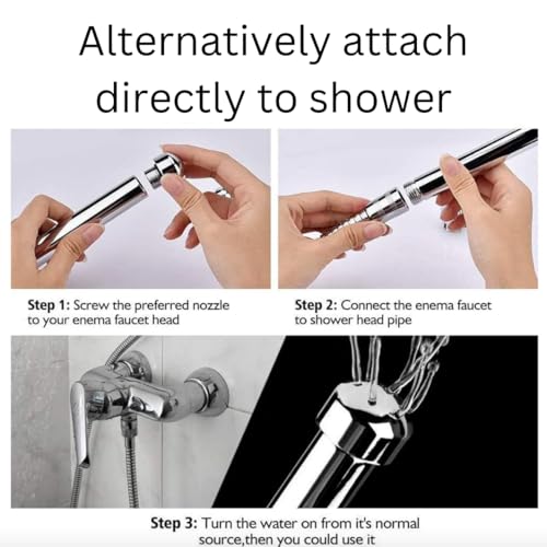 Image of Faucet /Tap & Shower Anal Douche Enema Kit. Attaches to Tap /Bathtub /Shower. Unisex Faucet Enema with Three Nozzles for Douching. 1.2M & 1.7M Hose for Easy Use (1.7)