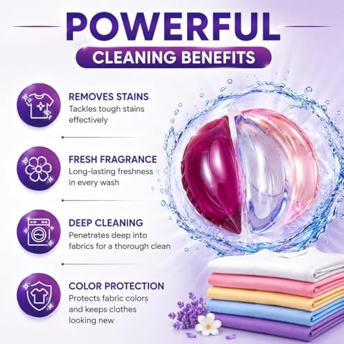 Image of Laundry Pods Detergent Capsules 3 in 1, Dissolvable Clothes Washing Pods with Tough Stain Cleaning & Floral Fragrance for Top /Front Load Machines, 1 Pod for 5-7 kg Load (20, Fresh)