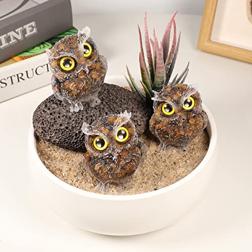 KYEYGWO Tiger's Eye Cute Crystal Owl Figure Ornaments Decorative Resin Bird Statues for Home Office Table Mini Stone Animal Sculpture Talisman Micro Landscape - Image 4