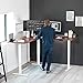 VIVO Electric Height Adjustable 71 x 71 inch Curved Corner Stand Up Desk, Dark Walnut Table Top, White Frame, Memory Controller, L-Shaped Workstation, E3C Series, DESK-KIT-E3CWD