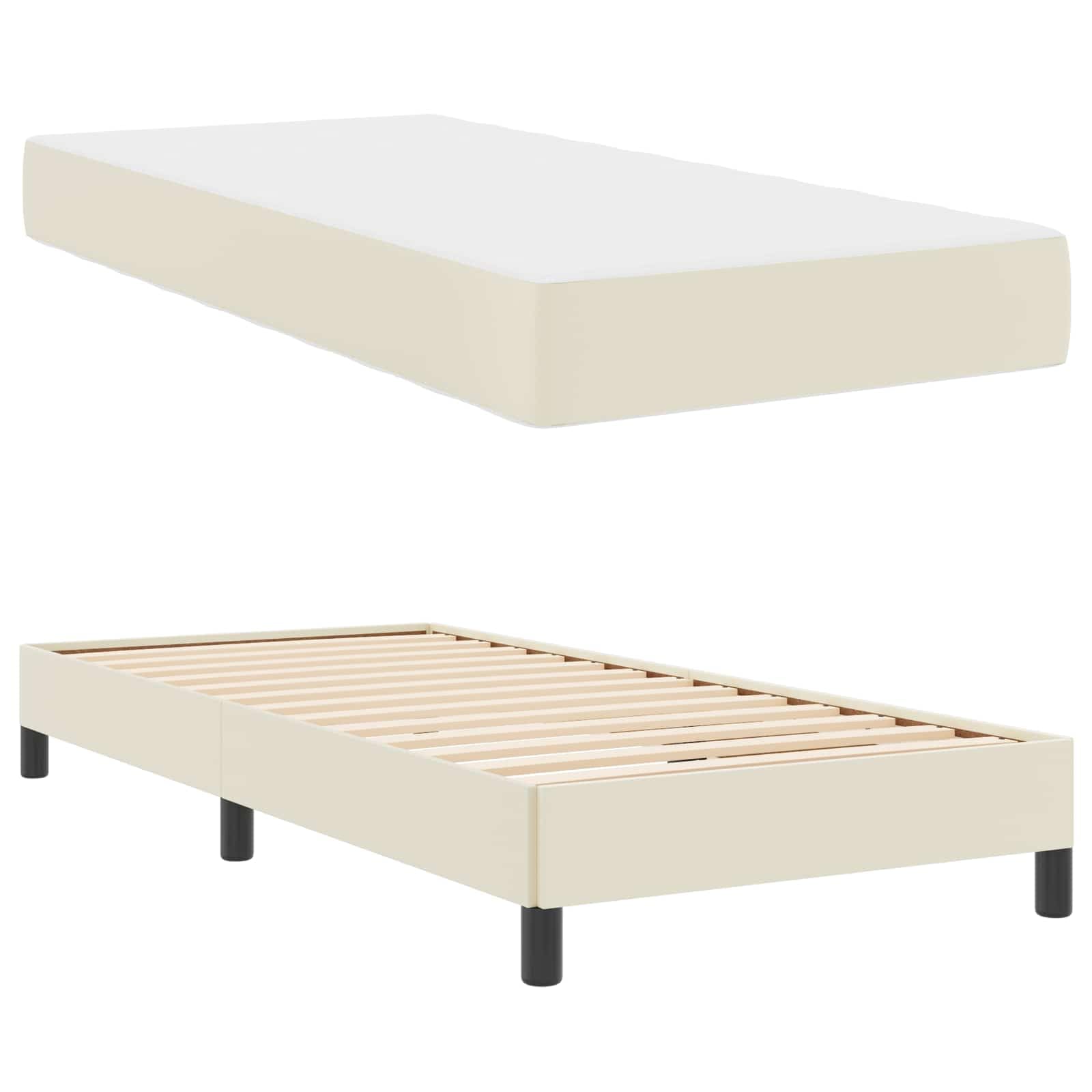 Łóżko z tkaniny drewnopochodne Multi Zone Comfort Kremowy 100 x 200 cm 35.8