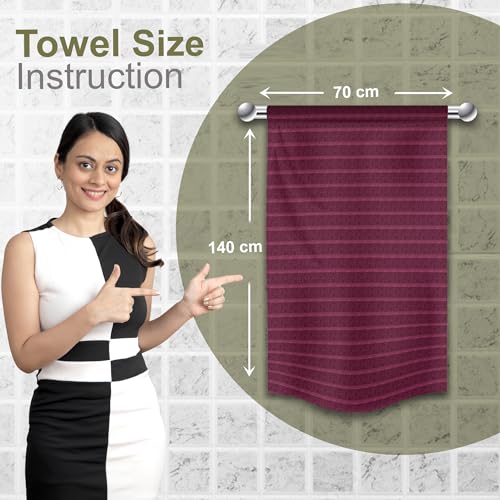 Image of Divine Casa 100% Cotton 250 GSM Quick Dry Bath Towel Highly Absorbent, Super Soft, Lightweight Towel (Size: 70 x 140 cm | Red) Pack of 1