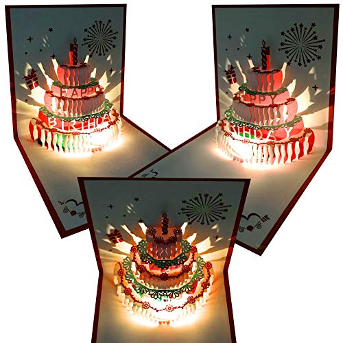 Carte d'anniversaire pop-up 3D premium découpée au laser avec veilleuse LED intégrée - 2