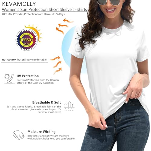 KevaMolly Basic T Shirts for Women UPF 50+ Short Sleeve Casual Summer Tops Trendy Solid Loose Fit Tshirt3
