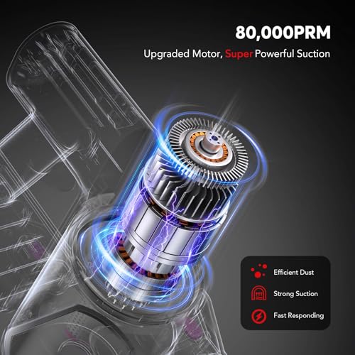 Image of Comvtu Cordless Vacuum Cleaner for Home, 80,000PRM Powerful 4 in 1 Lightweight Stick Vacuum with 2 Adjustable Suctions, Max 40 Mins Runtime, 2600mAh Rechargeable Vacuum Cleaners (Deep Red)