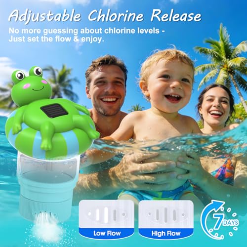 Flotteur de chlore solaire grenouille à libération réglable et lueur - 5