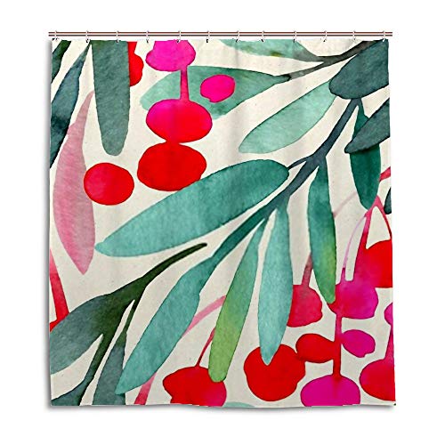 Rideau de douche en polyester motif fleuri traité anti moisissure avec crochets - 2