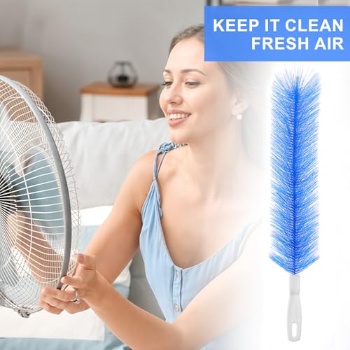 Image of Yuanchu 2 Pcs Fan Cleaner Brushes, Bendable Fan Cleaning Brush Cobweb Duster Set Microfiber Head Washable Brush for Ceiling Fan Air Vents Curtains Cars Box Fan(Blue)