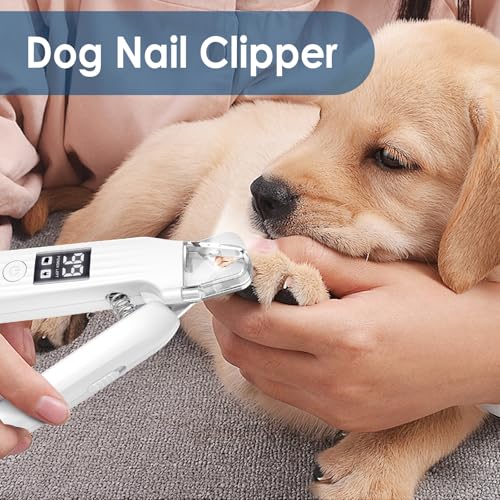 Simpeak 2 in 1 Krallenpflege für Hunde, Nagelknipser für Katzen, Elektrisch Krallenschleifer mit LED Licht, Wiederaufladbare Nagelschere Trimmer Nagelfeile für Verschiedene Körpertypen Haustier