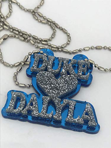 MIRROR MANIA Personalized Name Plate Custom Name Necklace Couple Necklace Two Names and Heart Laser Cut, Diamond Look, Made To Order Any Name - Dazzling and Stunning!2