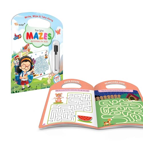 Image of Write, Wipe & Take Along Play With Mazes With Pen :- Interactive Maze Solving Fun for Children, fun reusable pen maze book, educational reusable maze workbook kids,