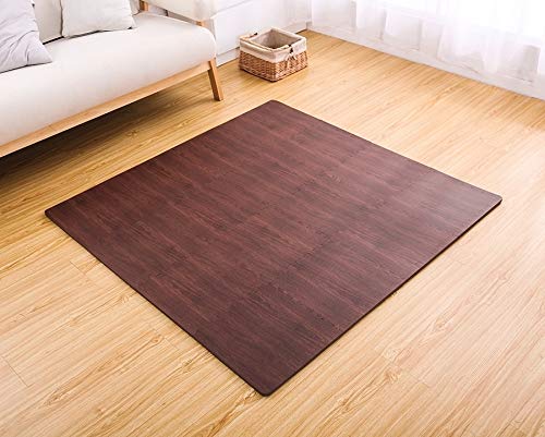 SUPERJARE 16 Tiles Eva Foam Interlocking Tiles Protective Flooring Mat with Borders Dark Wood Grain - Thumbnail 6