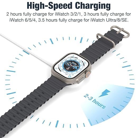 USB C 2 in 1 Charging Cable, 1.2 Meters Magnetic Wireless Charging Cable for iWatch, Watch Charger Compatible with Apple Watch Series 9/8/7/6/5/4/3/2/1/Ultra 2/Ultra/SE