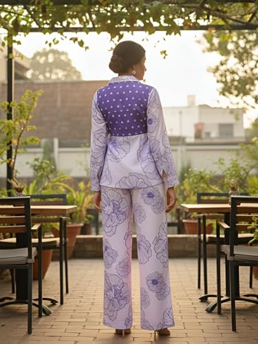 Image of Leriya Fashion Co Ord Set for Women Stylish | 3 Piece Kurti Set for Women | Dress for Woman | Printed Co-Ord Set with Collar Neck | Kurta Sets for Woman | Summer Full Sleeve Top Pant Outfits