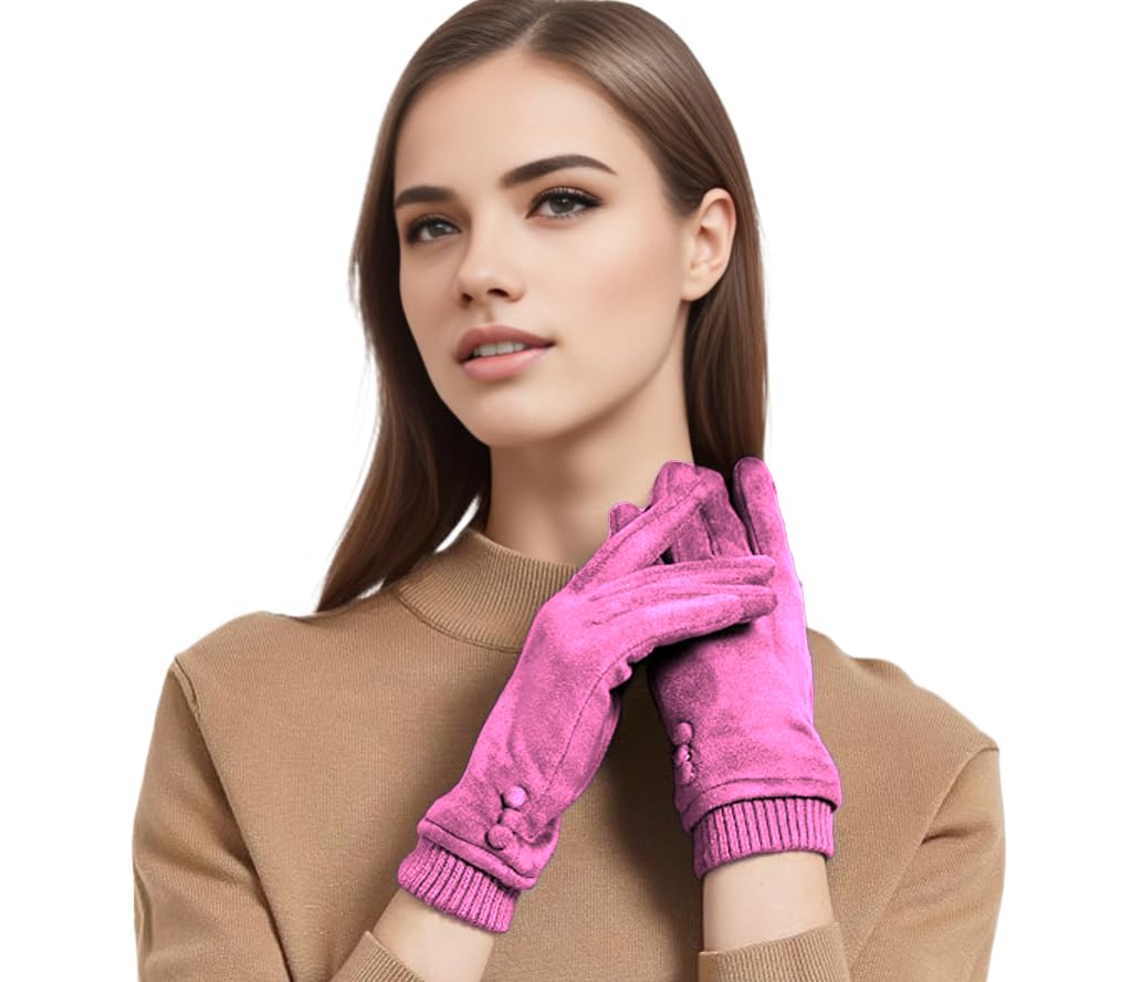 Tomorrow Women’s Winter Gloves – Cold Weather Suede Gloves with Plush Lining, Touchscreen Technology, and Elegant Three-Button Design – Warm and Comfortable Outdoor Gloves Tomorrow Women’s Winter Gloves – Cold Weather Suede Gloves with Plush Lining, Touchscreen Technology, and Elegant Three-Button Design – Warm and Comfortable Outdoor Gloves