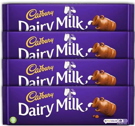 Large Big Bars Dairy Milk Chocolate Fresh Milk Made Large Big Bars Snack Pack 4 x 300g