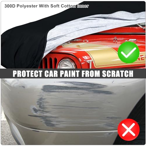 Waterproof Car Cover Compatible with 1954-1983 Jeep CJ 5 2-Door SUV, 300D All Weather Car Covers with Inner Cotton Liner and Zipper Door for Dust Snow Rain Hail Protection