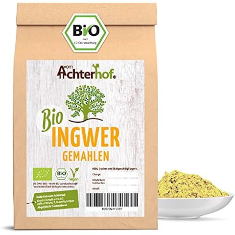 Bio Ingwerpulver (500g) | Ingwer gemahlen | Ingwerwurzel gemahlen perfekt fuer Ingwertee Ingwertinktur Ingwerwasser oder zum Kochen Cover