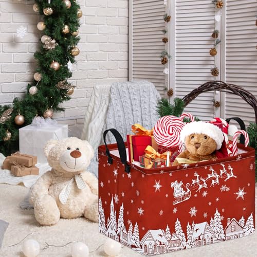Image of Christmas Basket Box Hamper Storage Basket Collapsible Organizer Bin Gift Shelf Baskets for Home and Kitchen Storage