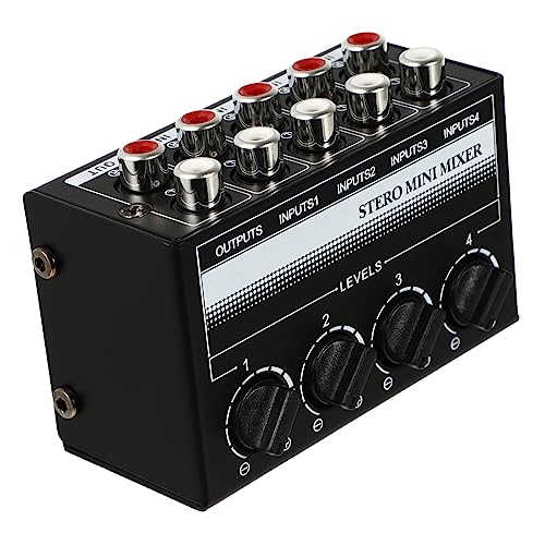 GOOHOCHY Stereo Mini Mixer 4-channel Audio Mixer Passive Sound Controller Made of Iron for Phone Laptop