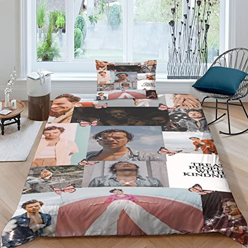 Harry Styles Juego De Ropa De Cama, Estampado 3D Famous Singer Funda De Edredón De Microfibra...