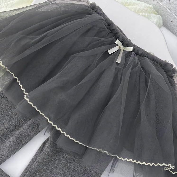 Girls Skinny Pantskirt Stretchy Soft Warm Footless Leggings with Tutu Skirt Short Dress Pants Active Trousers2