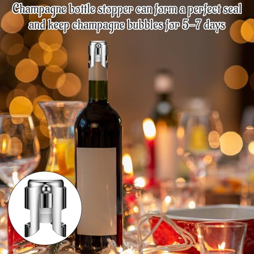 1 Pcs Wine Bottle Opener and 2 Pcs Champagne Stoppers Set, Corkscrew Wine Opener with Stainless Steel Champagne Stoppers, Essential Bar Accessories for Wine Lovers - Image 5