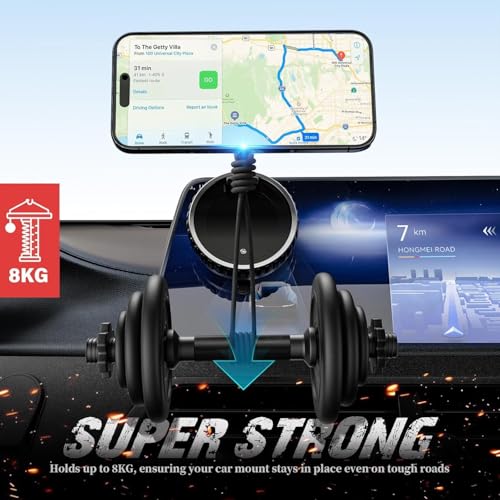Image of New Vaccum Magnetic Mobile Holders | Hands Free Suction Cup with Strong Grip Holders Mount | 360 Adjustable Phone Holder for Car Dashboard,Windshield for All Smartphones