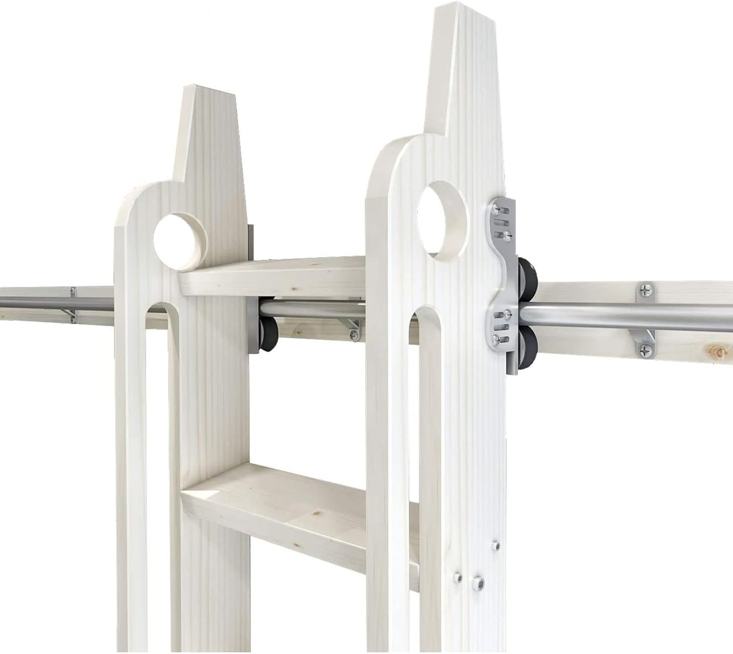 Rolling Library Sliding Ladder Hardware Kit - Sliding Barn Door Track Hardware Accessories, LOFT Mobile Ladder Hanging Track (with Rollers), Easy to Install Safe Load Bearing Hardware