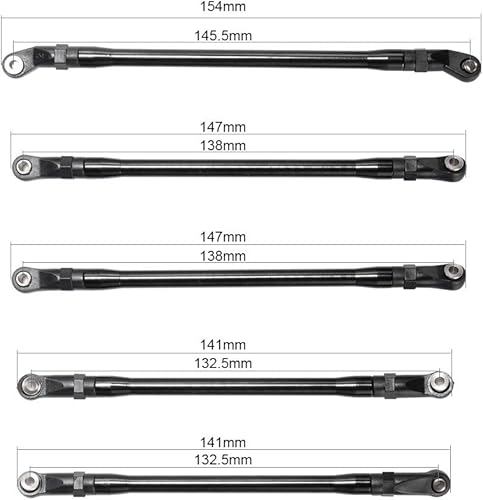 Miniatura 2 de RCLions Varilla de enlace de aleación de aluminio 313MM Linkage Distancia entre ejes Piezas de actualización para 110th RC Crawler Car Axial