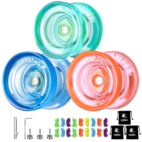 MAGICYOYO K2 Crystal Yoyo Pack of 3, Responsive Yo Yo for Kids, Professional Dual Purpose Yo-yos Replacement Unresponsive Bearing for...