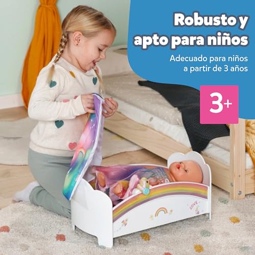 Cama arcoíris BABY born accesorio de juguete con ropa de cama reversible 6