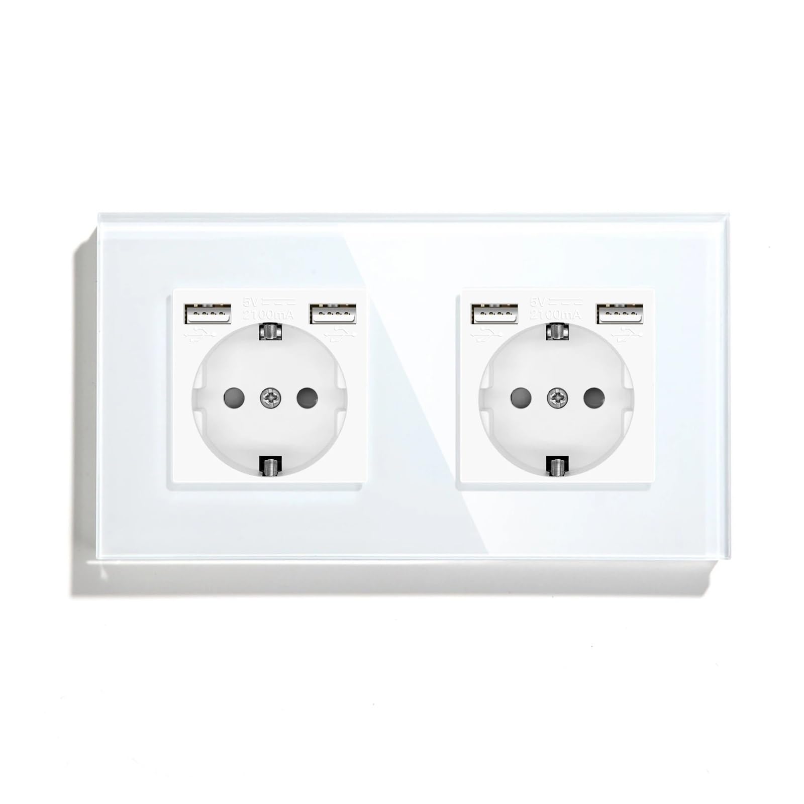 Interruptor de luz táctil, enchufe de pared estándar de la UE con USB tipo C, Panel de cristal, enchufes de alimentación de Color blanco, interruptor de 1/2/3 entradas(USB Double)