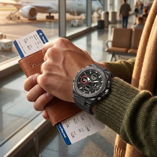 Image of V2A Stryke-VOLTRIX 5130 Analog-Digital Sports Watch for Men | Layered Dial Design | Bold Urban Performance Watch with 50M Water Resistance, Alarm, Stopwatch, Day-Date & Backlight