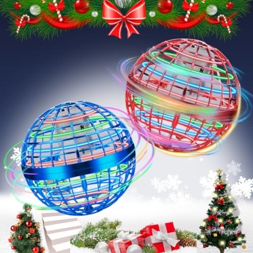 2 Pack Flying Orb Ball Toy Flying Space Orb Magic Flying Ball Toy, 360° Rotating Hover Ball Cool Toy, Flying Spinner Toys Space Boomerang Ball with LED Lights for Kids Adult Christmas Birthday Gift
