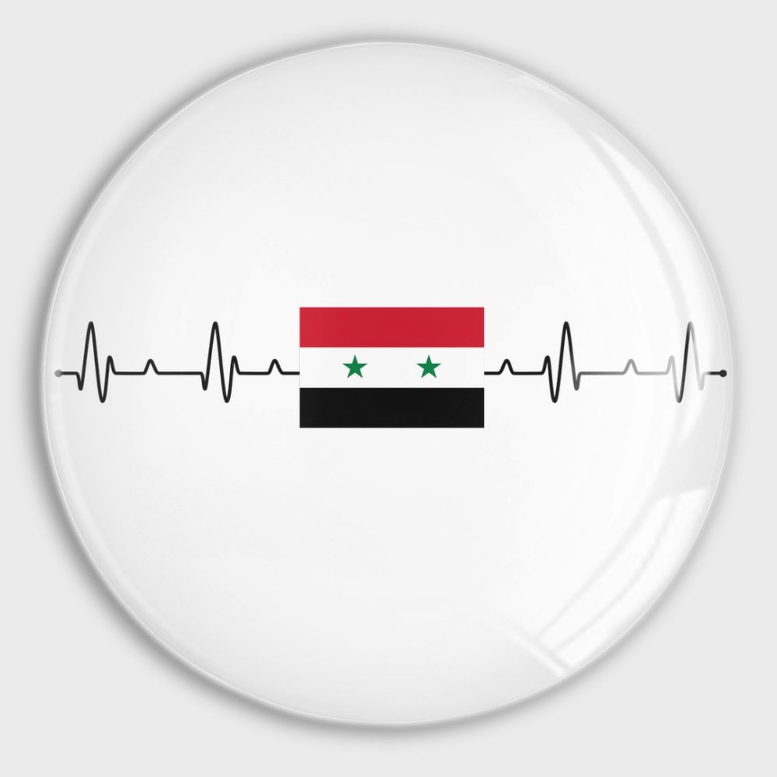 Glas-Kühlschrankmagnete, Heatbeat Syrien-Flagge, starke Magnete, Nationalstolz, runde Magnete, patriotische Flagge, Kühlschrankaufkleber für Büroschränke, Whiteboards, 4 Stück