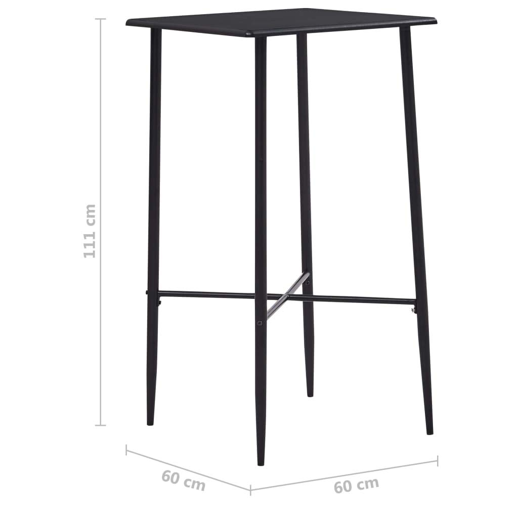 Mesa de bar moderna de 60 x 60 x 111 cm, para cocina y comedor, con tablero de fibra de densidad media resistente y patas de metal estables, color negro