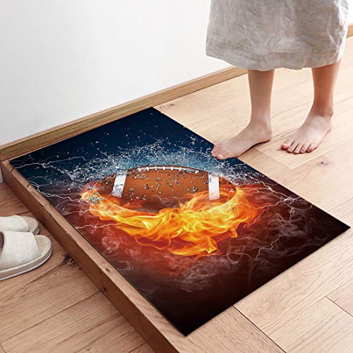 Funny Doormat Welcome Mat, Football Sport, Non-Slip Front Door Mats Rugs For Indoor/Outdoor Entrance, Fire And Water, Personalized Custom Entry Mats Carpets Absorbent Water And Mud, 18X30Inch #TOP3
