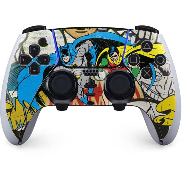 Skinit Decal Gaming Skin Compatible with PS5 DualSense Edge Pro Controller - Officially Licensed DC Comics Batman and Robin Vintage Action Pose Design