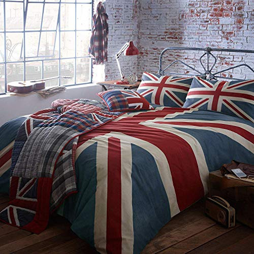 Nimsay Home Bettbezug-Set, 100 % Baumwolle, Motiv: Union Jack, Blau, für Einzelbett Cover