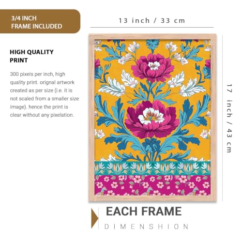 Image of kotart Madhubani Wall Decoration | Madhubani Art Painting With Frame For Living Room Bed Room Hotel Wall Decor Digital Reprint Set of 3 (13X17 inch)