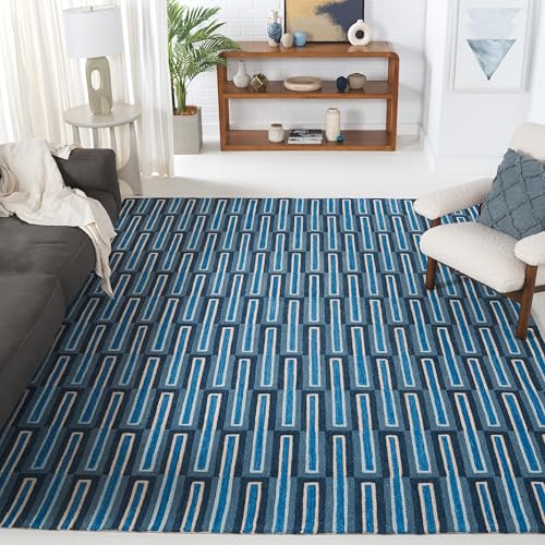 Image of Hand Tufted Wool Carpets Anti Shedding Rug Modern Carpets for Living Room Size 8x10 Feet