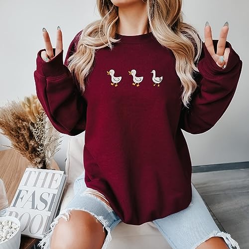 Embroidered Duck Duck Goose Sweatshirt, Funny Duck Goose Tee Gift, Cute Animal Hoodie Embroidery, Cute Goose Gift, Present for Her, Cute Animal Lover Gift4