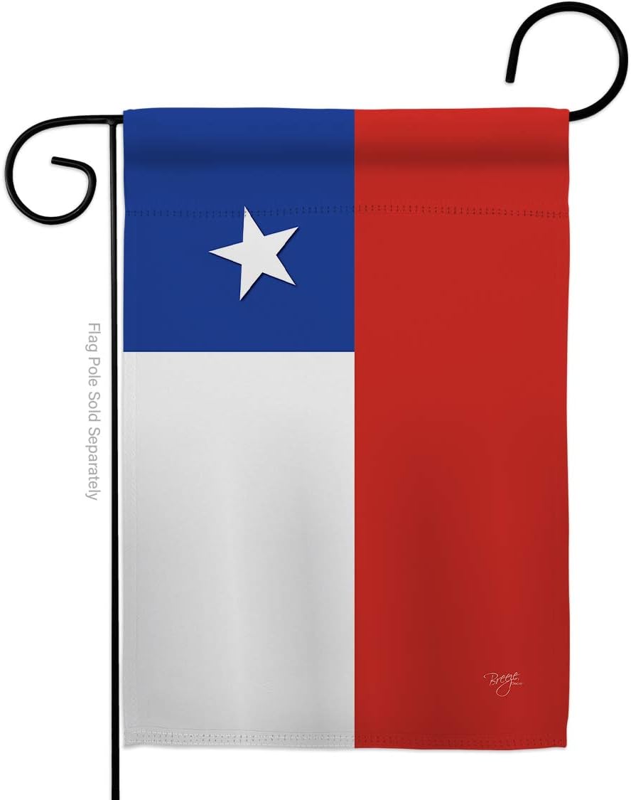 Chile Garden Flag Set with Stand Regional Nationality Nation International World Country Particular Area Small Decorative Gift Yard House Banner Double-Sided Made In USA 13 X 18.5