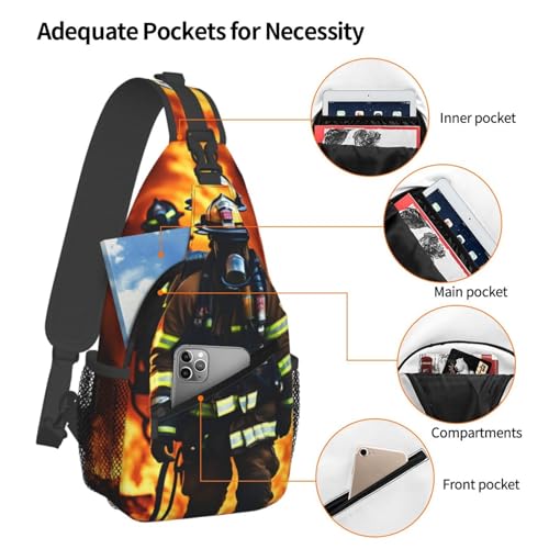 Mochila bandolera Firefighter fireman para senderismo unisex miniatura 4