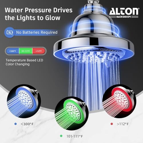 Image of ALTON FLT40520, 6-INCH, 7-Function, 15-Stage LED Shower Head Filter For Hard Water With Shower Arm and Flange | Water Softener For Bathroom | Silver