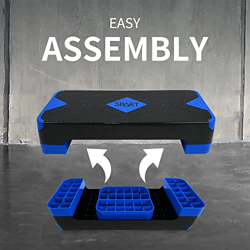 SPART Adjustable Workout Aerobic Stepper, Aerobic Exercise Step Platform with 4 Risers, Exercise Step Deck for Fitness, 3 Levels Adjust 4" - 6" - 8" Height, 26.77" Trainer Stepper with Non-Slip Surface Home Gym & Extra Risers Options - Image 7