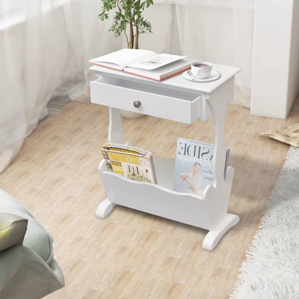 vidaXL Porte-revues Porte-journaux Rangement Etagère à Magazins Table Basse Table d'Appoint Table de Chevet Salon Maison Intérieur Blanc