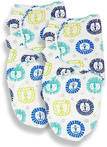 Callowesse Swaddle for Baby, Adjustable Blanket Wrap for Newborn Infant 0-3 Months Soft 100% Cotton for Boys and Girls Pack of 2 - Dino Land and Exotic Kingdom