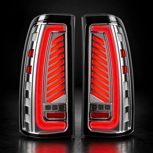 Image of Sequential Led Tail Lights Fit for 1999-2002 Chevy Silverado 1500 /2500,1999-2006 GMC Sierra 1500 /2500 /3500, Starting Animated Dynamic Turn Signal,Reverse Light,Brake Light,Rear Light Assembly, Clear C